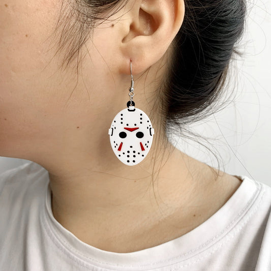 Friday the 13th Jason Vorheez Hollow Face Hockey Mask Earrings