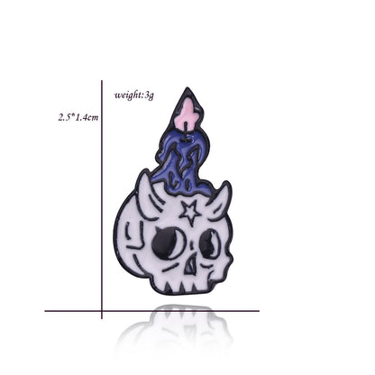 Cartoon Witch Witchcraft Skull Brooch Potion Skull And Candle Skull Punk Brooch