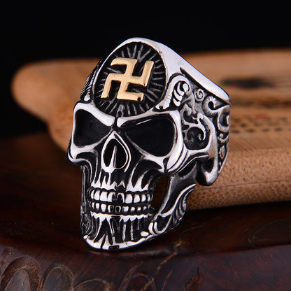 This handmade stainless steel ring is perfect for those looking for a unique touch to their style. Crafted with 4D technology, the swastika skull is both an eye-catching and meaningful design. The intricate detailing is achieved with state-of-the-art manufacturing process to make a durable, lasting piece of jewelry. Show your commitment to Buddhism with this unique and stylish ring.