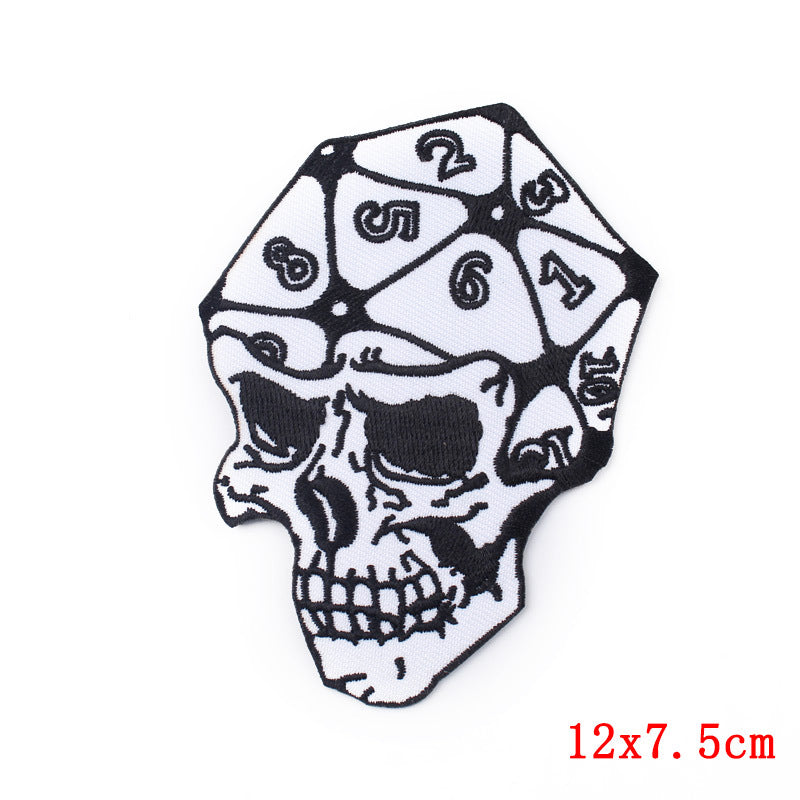 Black and White Punk Embroidery Cloth Stickers Computer Embroidery Clothing Accessories DIY