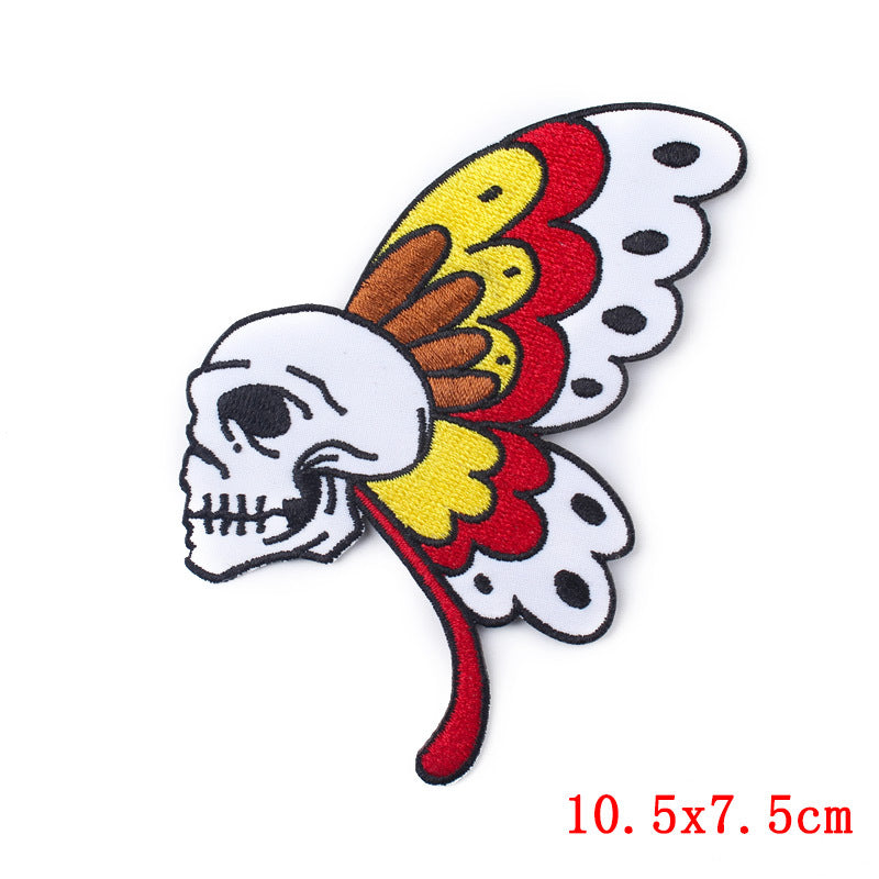 Black and White Punk Embroidery Cloth Stickers Computer Embroidery Clothing Accessories DIY