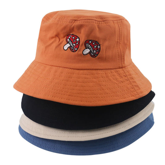 Mushroom Embroidery Sun Protection Fisherman Hat