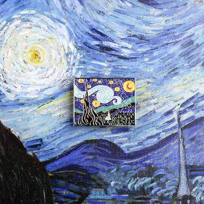 Van Gogh Oil Painting Star Brooch Art Creative Pin Art Retro Coat Sweater Badge