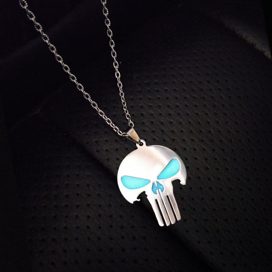 Men And Women Creative Personality Glow-in-dark Punisher Necklace Skull Pendant