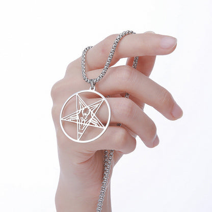 Goat Pentagram Skull Metal Pendant Necklace