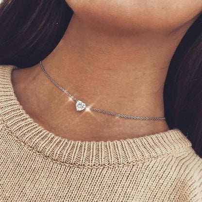 Crystal Heart Choker Necklace