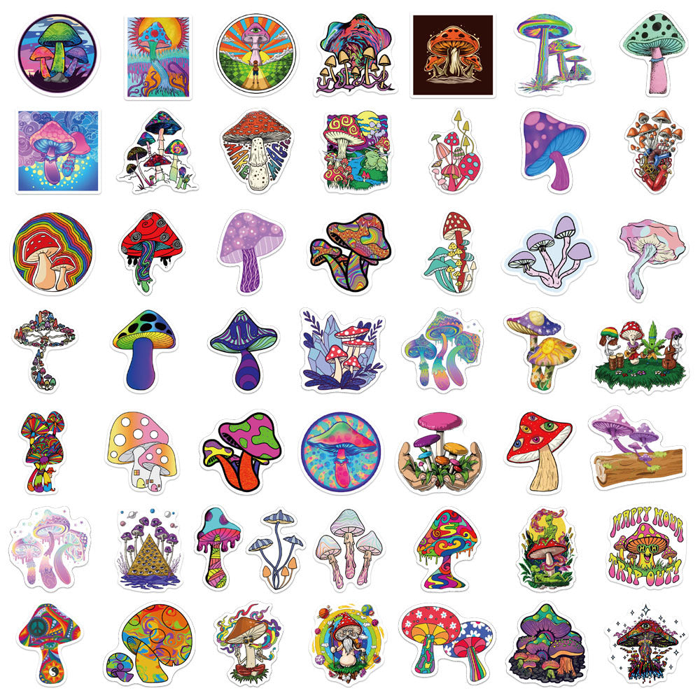 Cartoon Psychedelic Aesthetic Mushroom Doodle Stickers