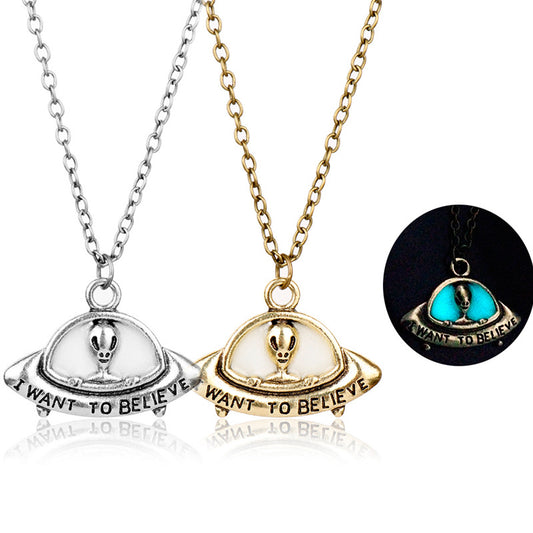 Luminous Necklace Alien Spaceship UFO