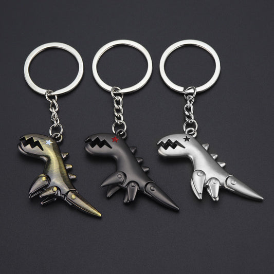 Metal dinosaur keychain