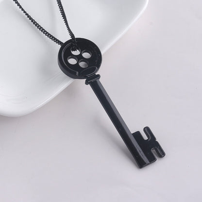 Coraline Black Button Key Of The Secret Door Movie Pendant Necklaces Halloween