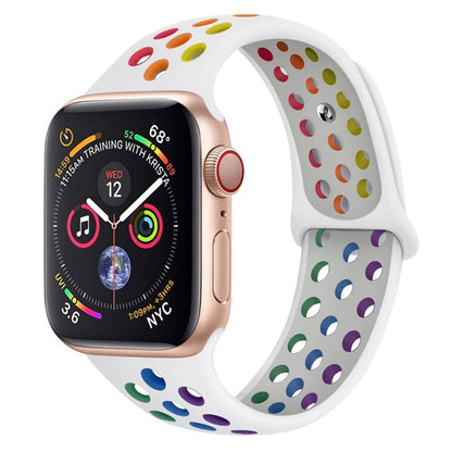 Apple Watch Silicone Strap Sports Wristband Gay Rainbow White