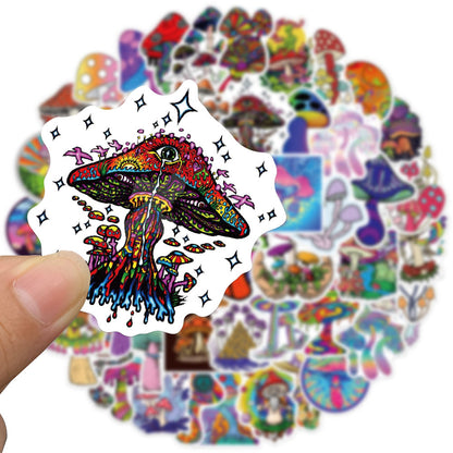 Cartoon Psychedelic Aesthetic Mushroom Doodle Stickers