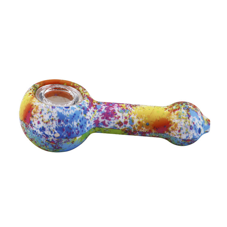 Tie Dye Silicone Hand Pipe w/ Glass Bowl Insert