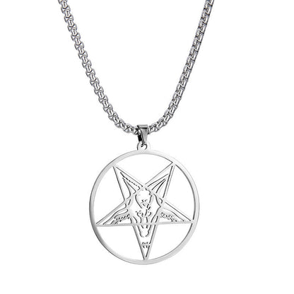 Goat Pentagram Skull Metal Pendant Necklace