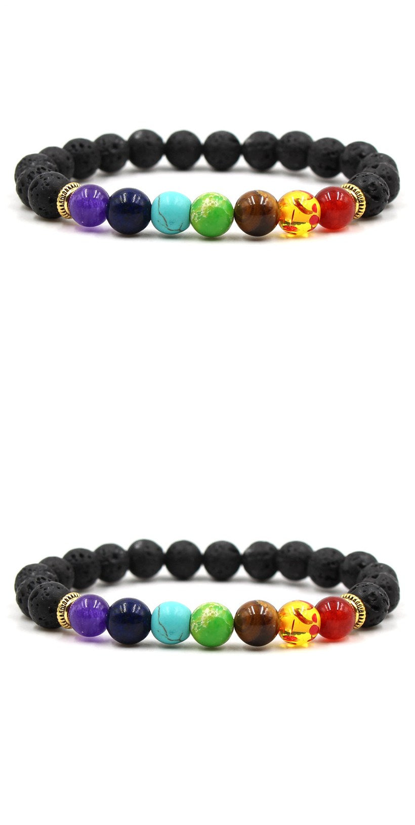 Natural stone agate lava stone 8mm energy volcanic stone seven color Buddha beads Seven Chakra hand string bracelet