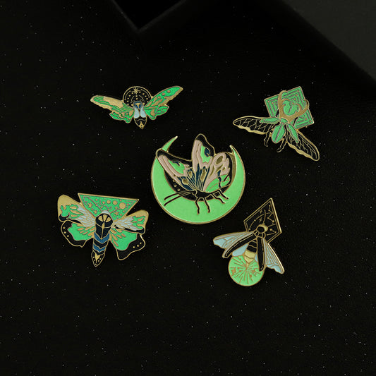 Glow in the Dark Moth Pin Painted Badge