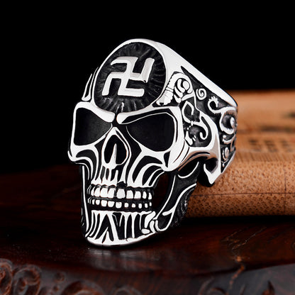 This handmade stainless steel ring is perfect for those looking for a unique touch to their style. Crafted with 4D technology, the swastika skull is both an eye-catching and meaningful design. The intricate detailing is achieved with state-of-the-art manufacturing process to make a durable, lasting piece of jewelry. Show your commitment to Buddhism with this unique and stylish ring.