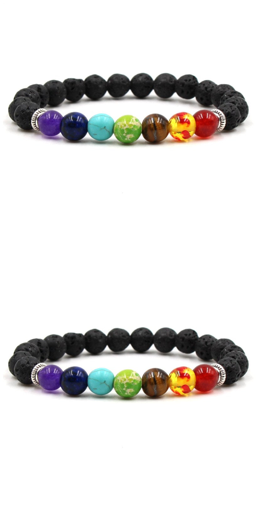 Natural stone agate lava stone 8mm energy volcanic stone seven color Buddha beads Seven Chakra hand string bracelet