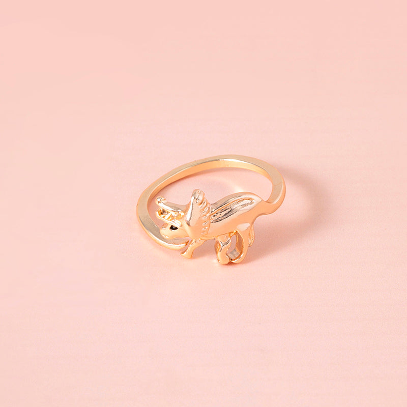 Cute Gold Dinosaur Adjustable Open Ring