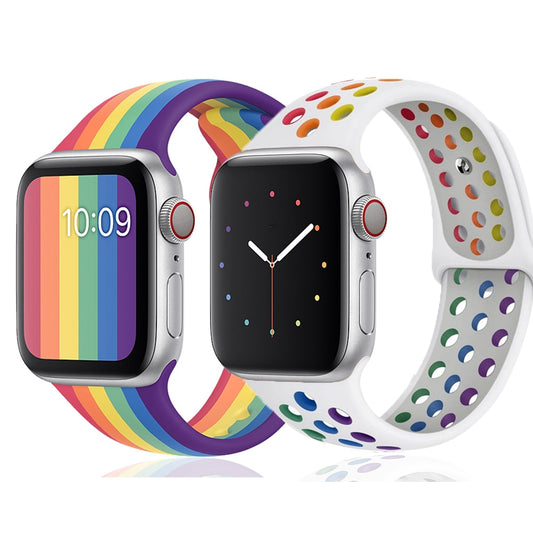 two rainbow flag Apple Watch Silicone Strap Sports Wristbands