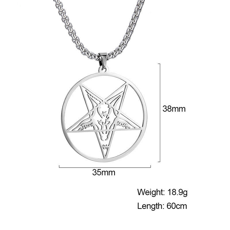 Goat Pentagram Skull Metal Pendant Necklace