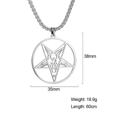 Goat Pentagram Skull Metal Pendant Necklace