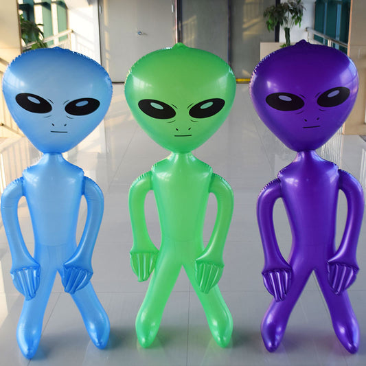 This inflatable alien toy features key alien detailing, easy to inflate technology, and durable construction. With up to 20% larger size than competing brands, and enhanced detail, kids' imaginations will be out of this world. The sturdy construction means your alien visitor can last for hours of imaginative play.