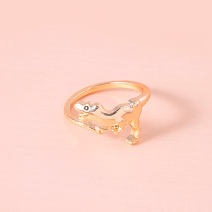 Cute Gold Dinosaur Adjustable Open Ring