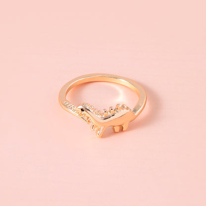 Cute Gold Dinosaur Adjustable Open Ring