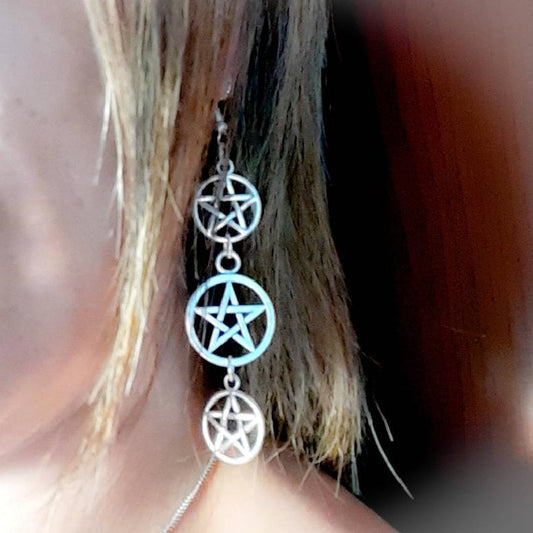 Pentagram Earrings Pagan Witch Power Pentagram