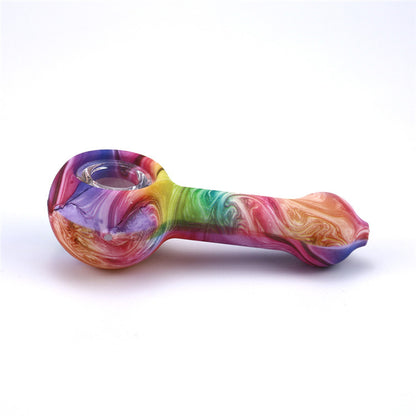 Tie Dye Silicone Hand Pipe w/ Glass Bowl Insert