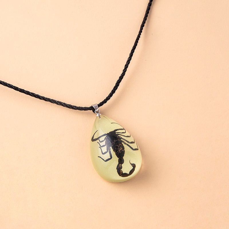 Scorpion Luminous Necklace Animal Resin Water Drop Pendant Necklaces