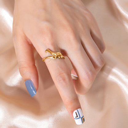 Cute Gold Dinosaur Adjustable Open Ring