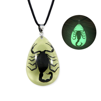 Scorpion Luminous Necklace Animal Resin Water Drop Pendant Necklaces