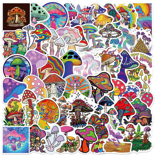 Cartoon Psychedelic Aesthetic Mushroom Doodle Stickers