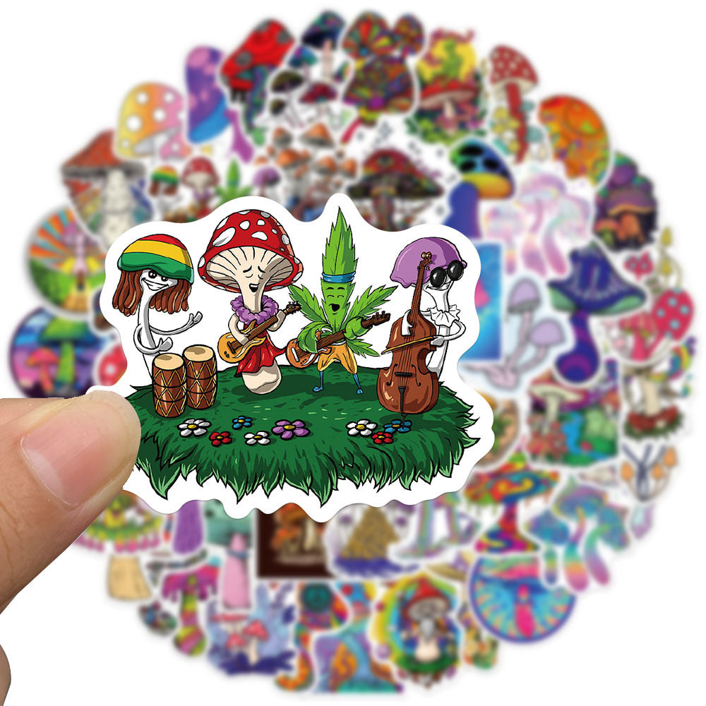 Cartoon Psychedelic Aesthetic Mushroom Doodle Stickers