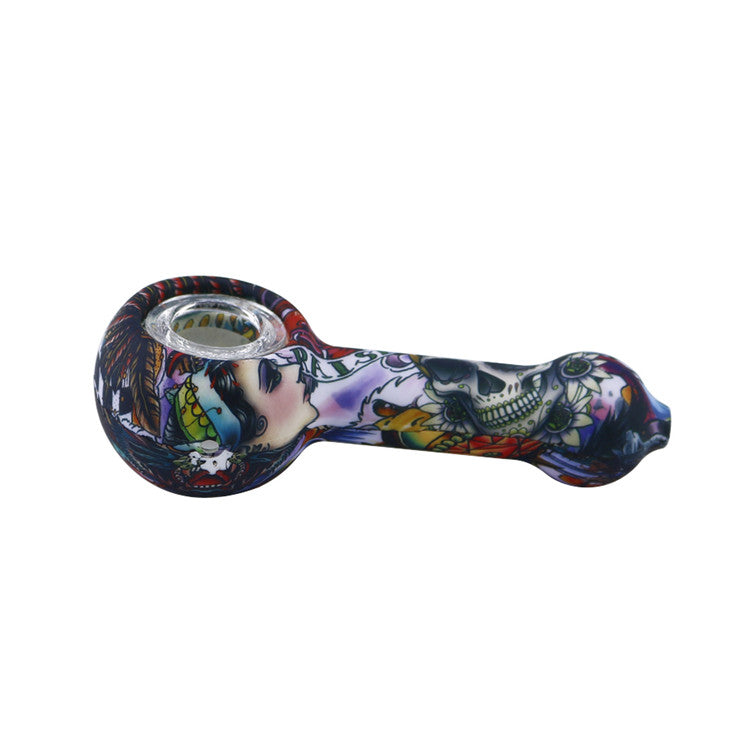 Tie Dye Silicone Hand Pipe w/ Glass Bowl Insert