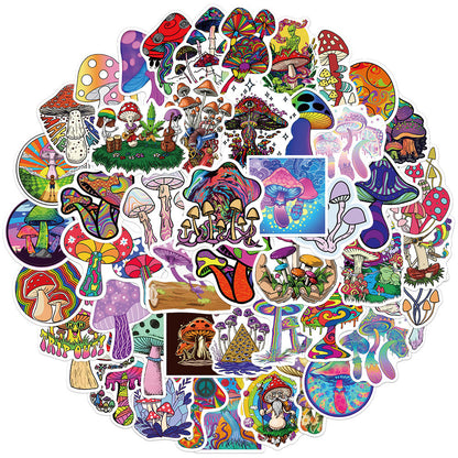 Cartoon Psychedelic Aesthetic Mushroom Doodle Stickers