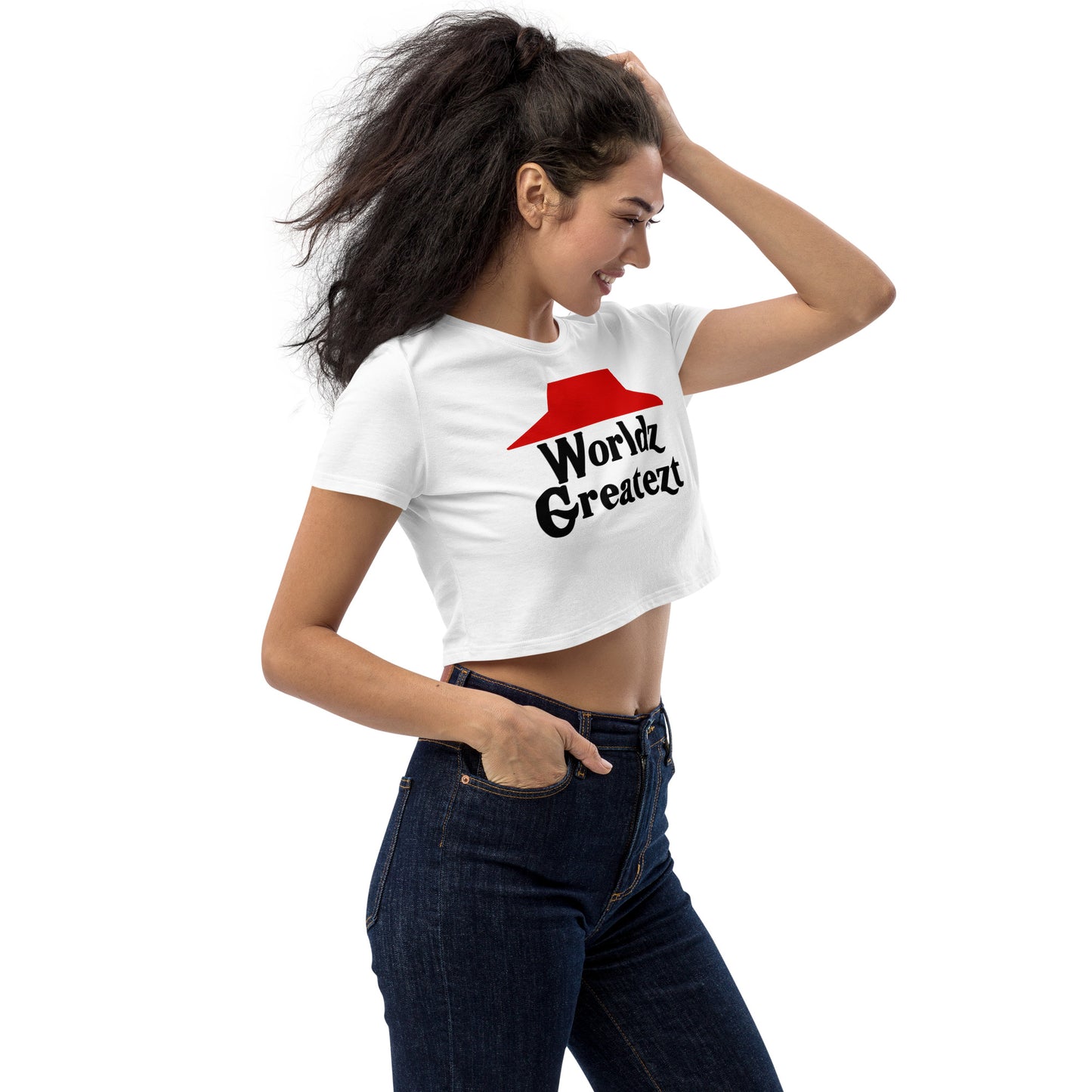 Women’s Worlds Greatest Pizza Hut Logo Parody Organic Crop Top